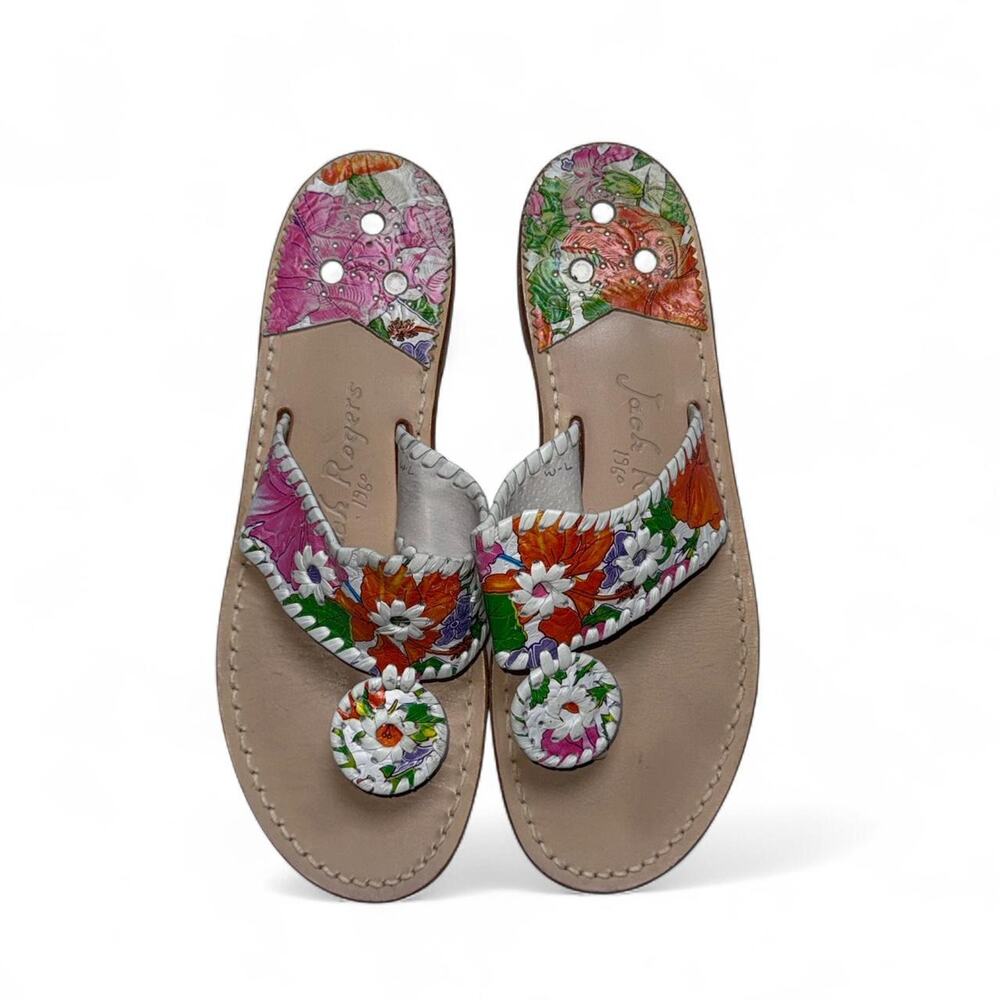 Jack Rogers floral leather sandals women’s size 7